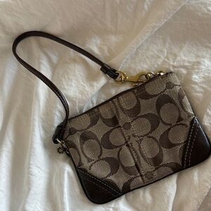 Y2k Coach Monogram Wristlet Retro and Groovy brown tan wallet